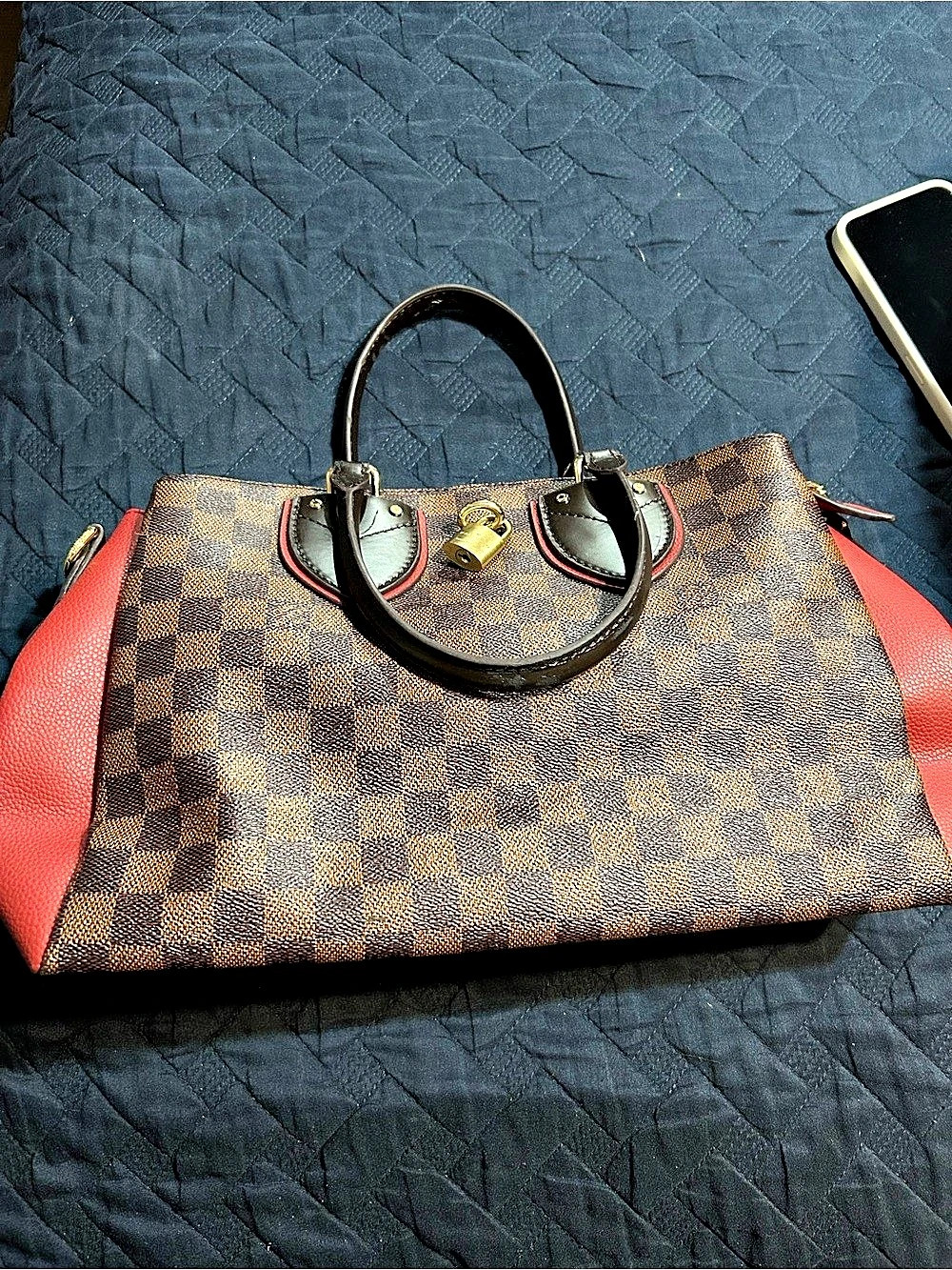 Louis Vuitton Siena MM Damier Tote in Brown & Red